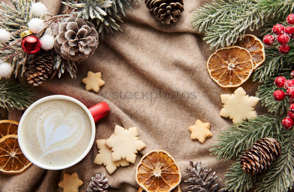 Similar – Image, Stock Photo Christmas greeting card with mulled wine and cookies