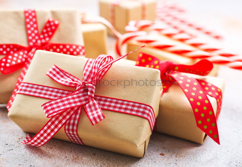 Similar – Image, Stock Photo Some christmas presents in decorative boxes on a dark background