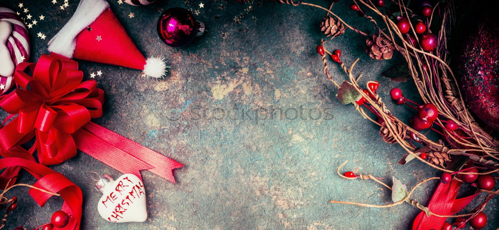 Image, Stock Photo Christmas background with red decoration