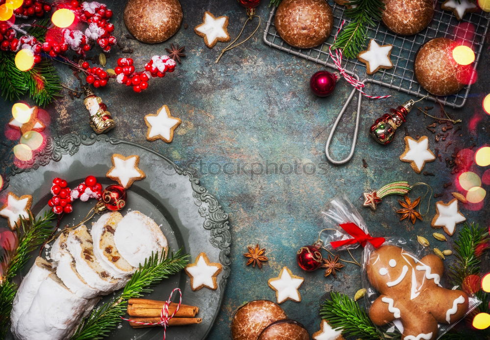 Image, Stock Photo Woman holding coffee cup next to Christmas decoration