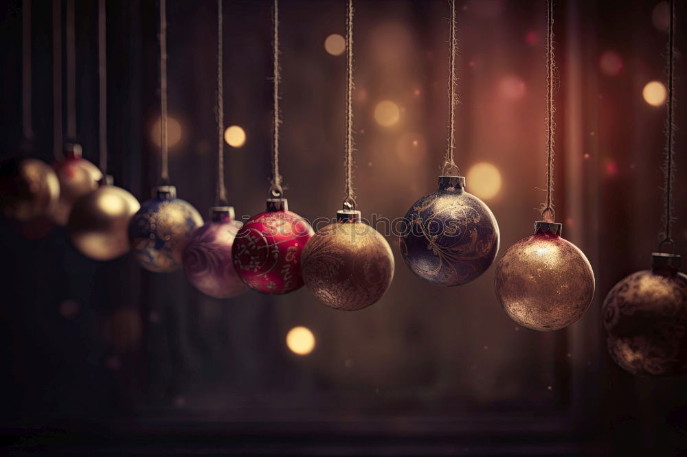 Similar – Decorated Christmas tree with burning candle and Christmas tree balls in the living room