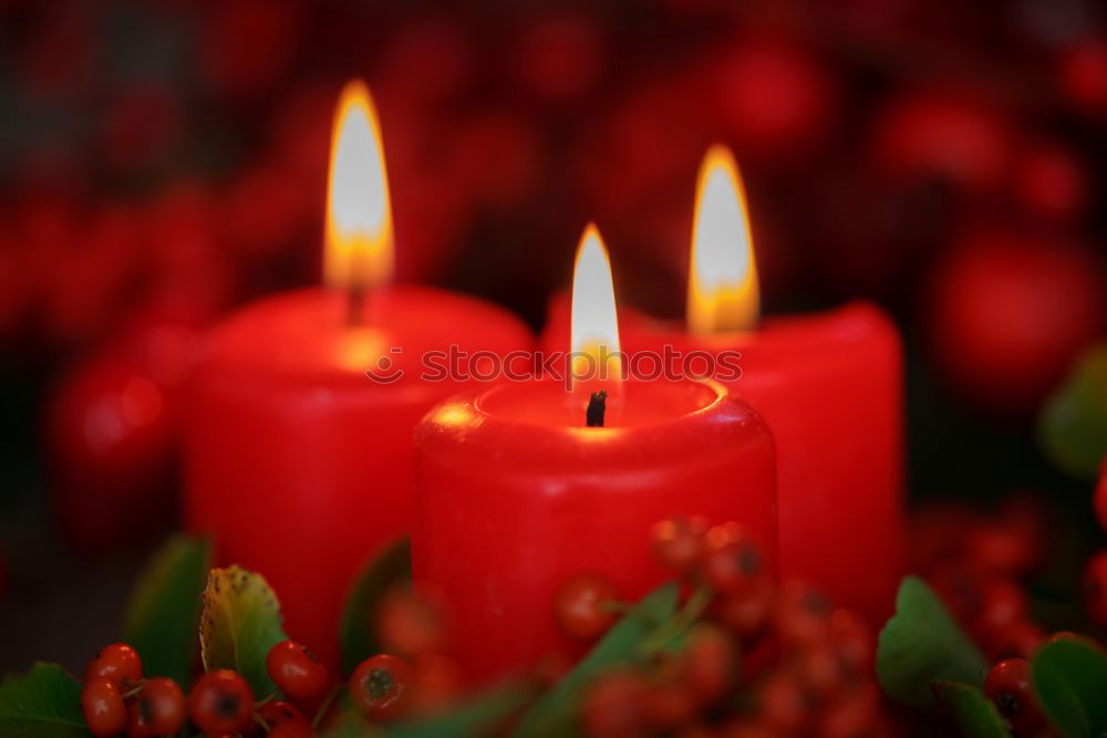 Christmas Advent wreath with 4 burning candles on old wood