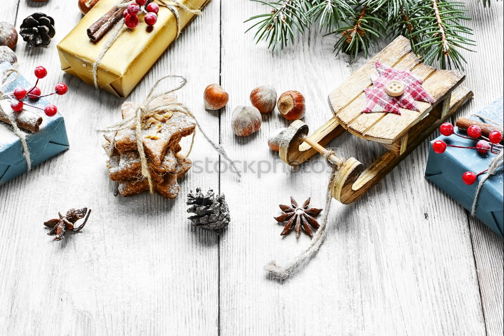 Similar – chaotically decorated Christmas table with notepad