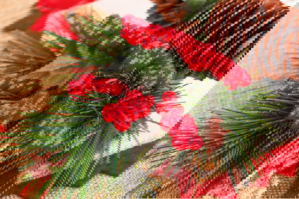 Similar – Image, Stock Photo Delicate Christmas wreath of pine cones on wooden background