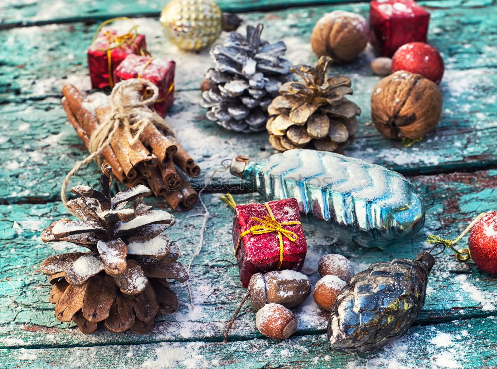 Similar – Woman arms doing christmas decoration in a wood table outdoors