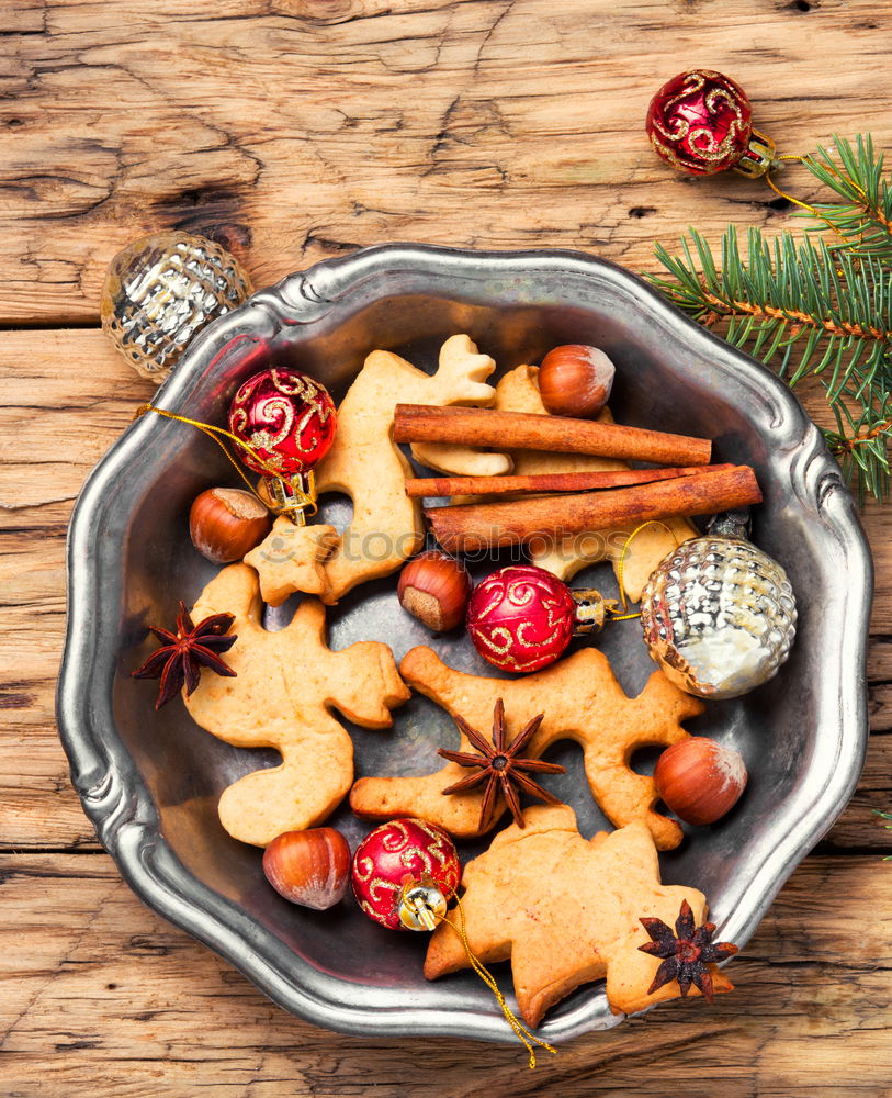 Christmas cookies and xmas baubles