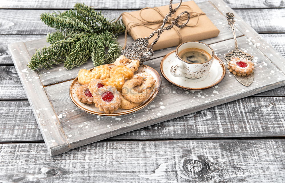 Similar – Image, Stock Photo Woman holding cookies box above christmassy table