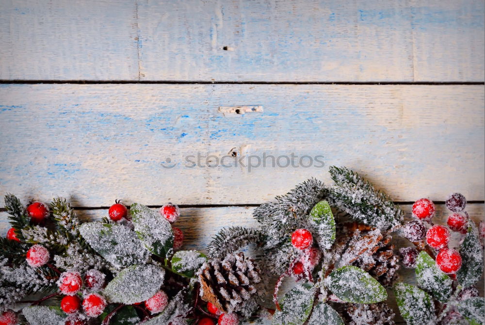 Similar – Image, Stock Photo Christmas decoration in a wood table outdoors