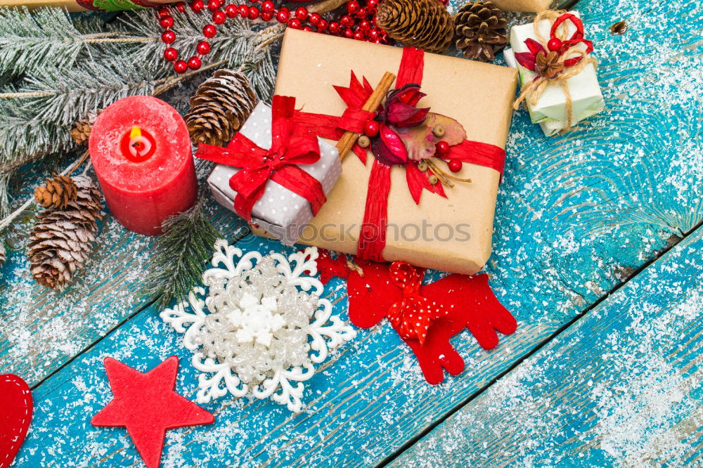 Similar – Image, Stock Photo Some christmas presents in decorative boxes on a dark background