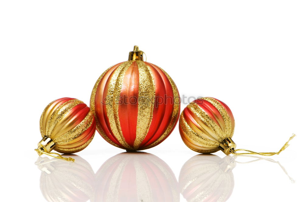 Similar – Image, Stock Photo Three Christmas tree balls with golden stars