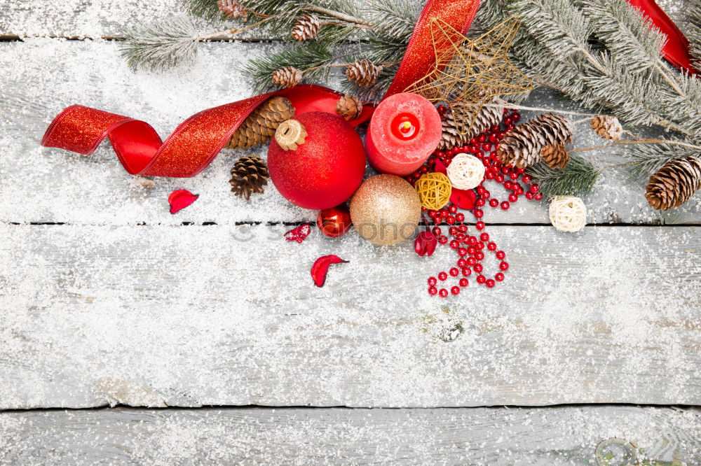 Similar – Image, Stock Photo Christmas decoration in a wood table outdoors