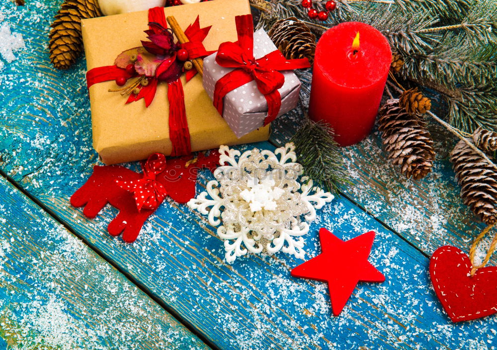 Similar – Image, Stock Photo Some christmas presents in decorative boxes on a dark background