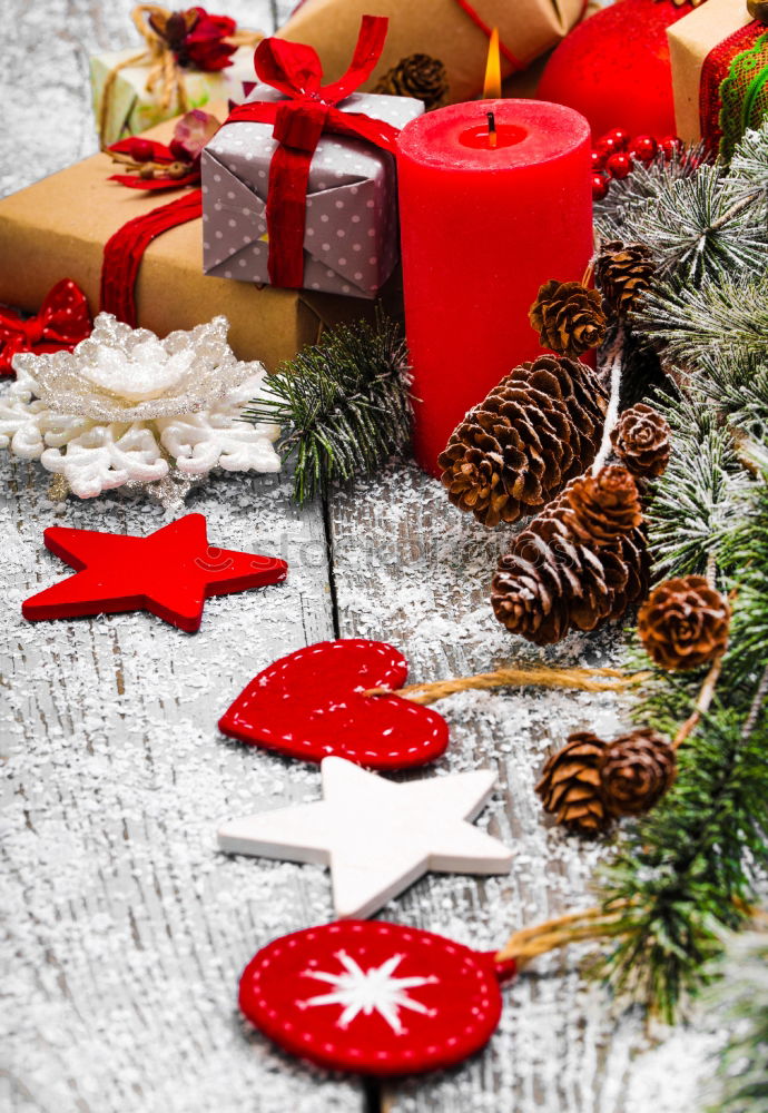 Similar – Image, Stock Photo Some christmas presents in decorative boxes on a dark background