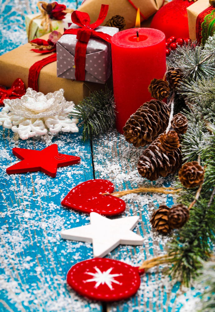 Image, Stock Photo Some christmas presents in decorative boxes on a dark background