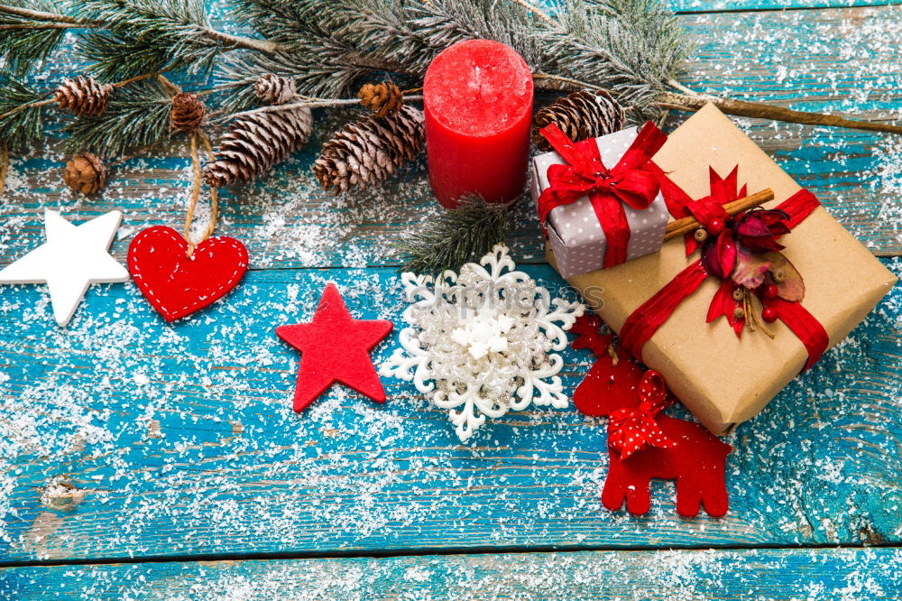 Similar – Image, Stock Photo Some christmas presents in decorative boxes on a dark background