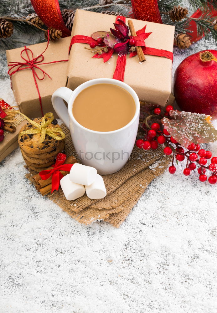 Similar – Image, Stock Photo two mugs of hot cocoa with marshmallows