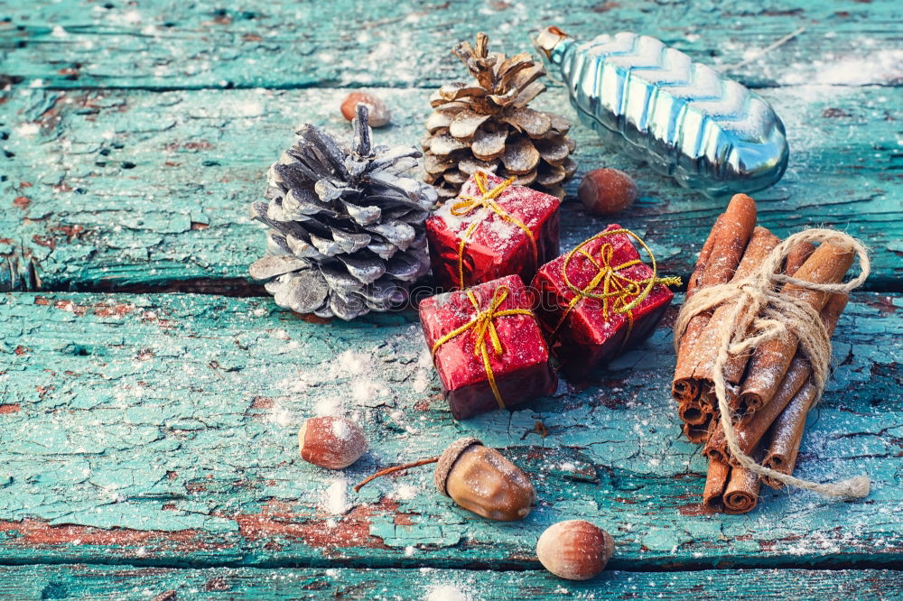 Similar – Image, Stock Photo Making Christmas ball pinning the sequins onto the ball