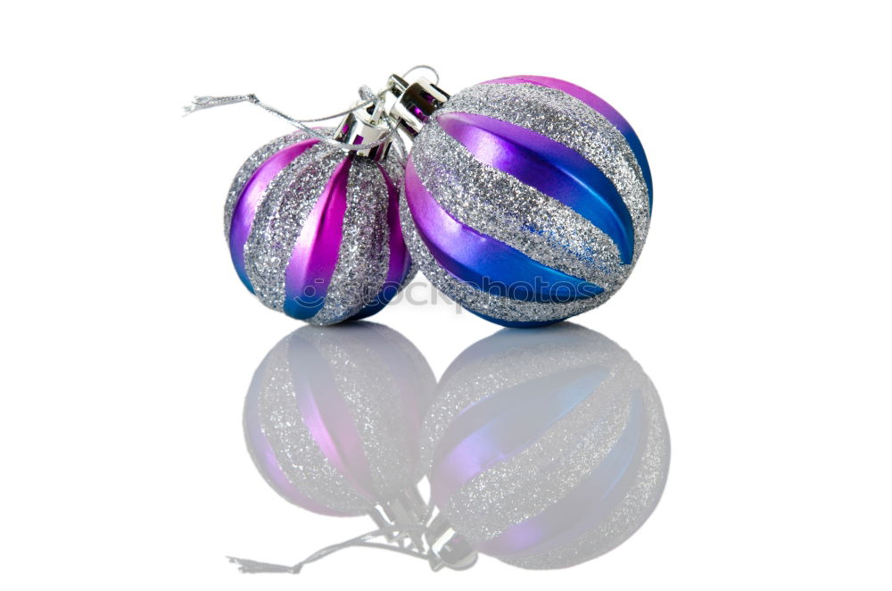 Purple Christmas Balls with Silver Ribbon