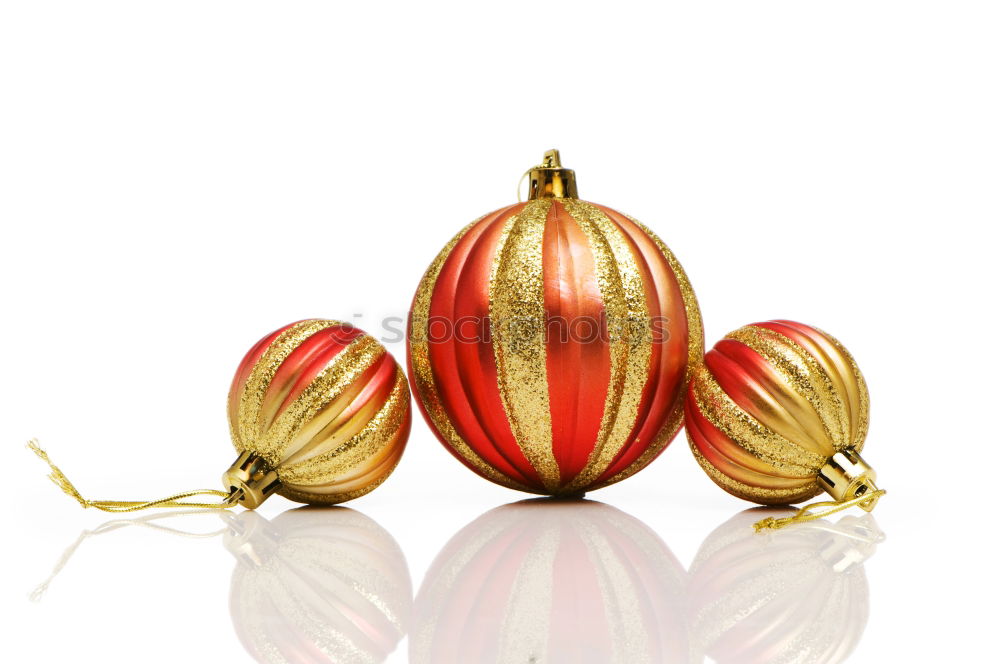 Similar – Image, Stock Photo Three Christmas tree balls with golden stars