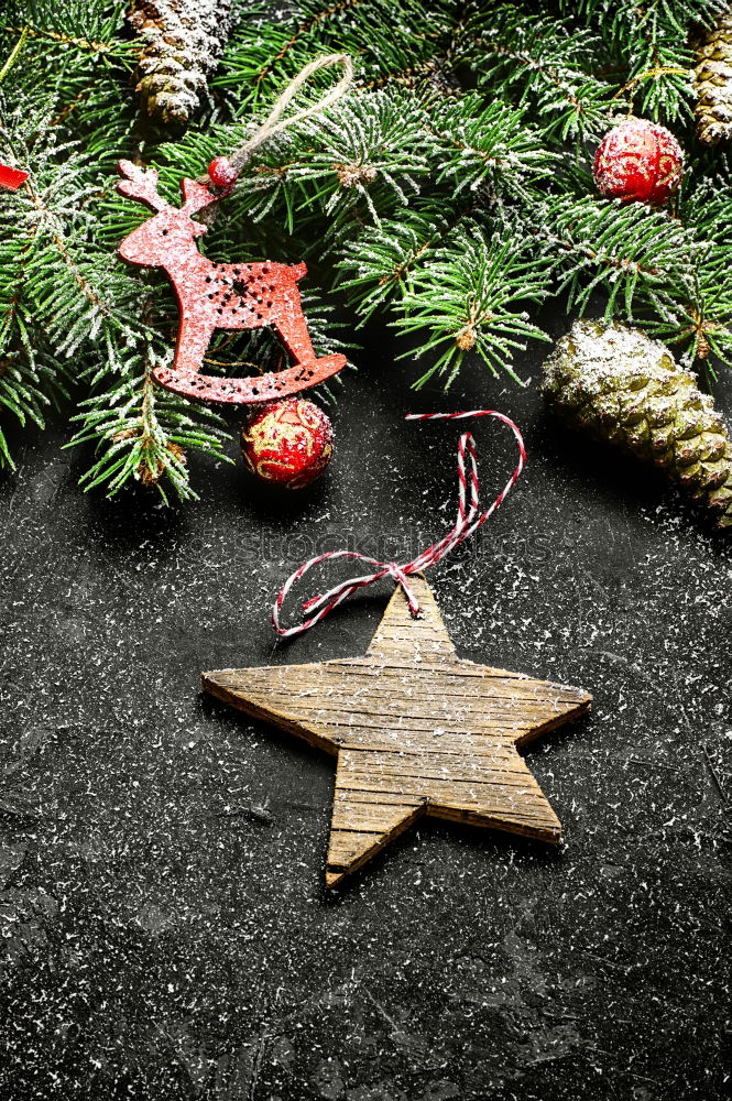 Similar – Image, Stock Photo Christmas card with fir tree, gold and red Christmas decorations