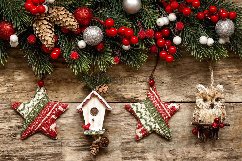 Similar – Image, Stock Photo Christmas decoration on a rustic wooden table.