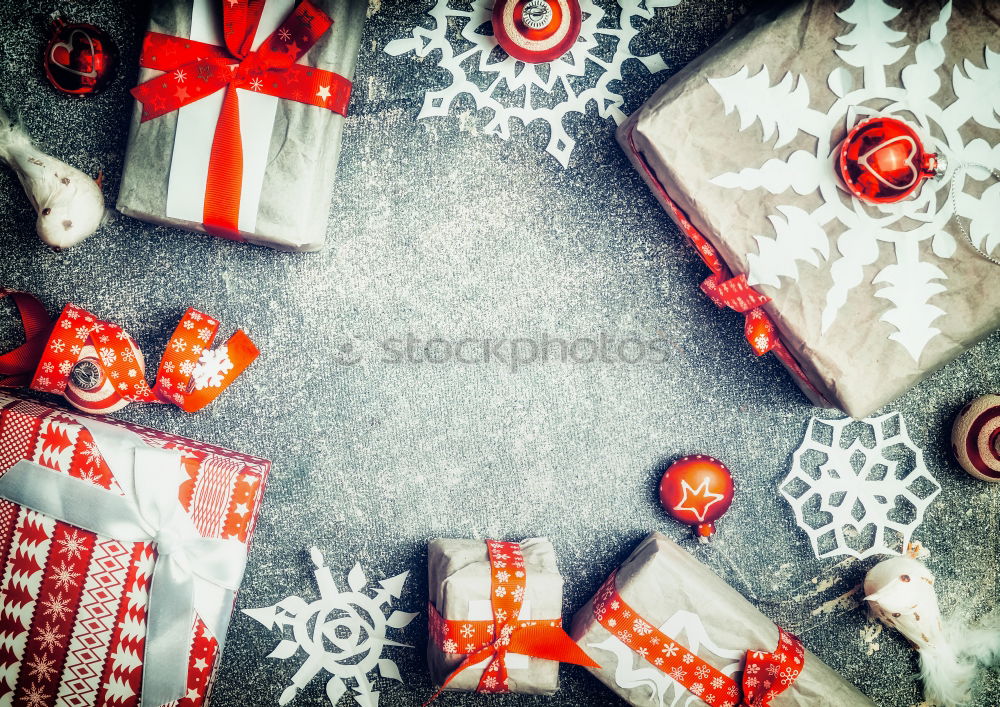 Similar – Image, Stock Photo Christmas presents with paper snowflakes