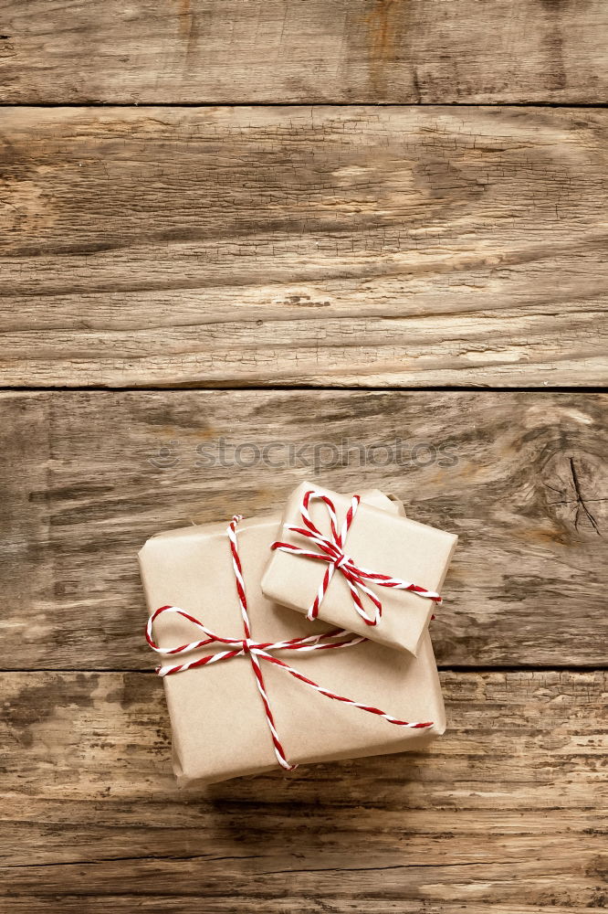 Image, Stock Photo Handmade gift boxes on brown paper background