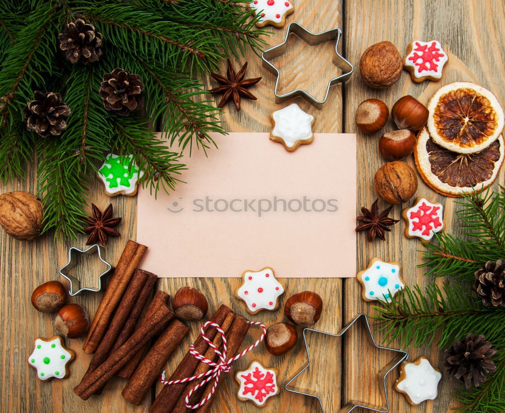 Notebook on a winterly decorated Christmas table