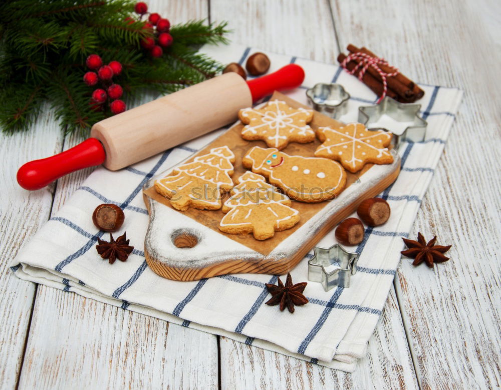 Similar – Image, Stock Photo Woman holding cookies box above christmassy table