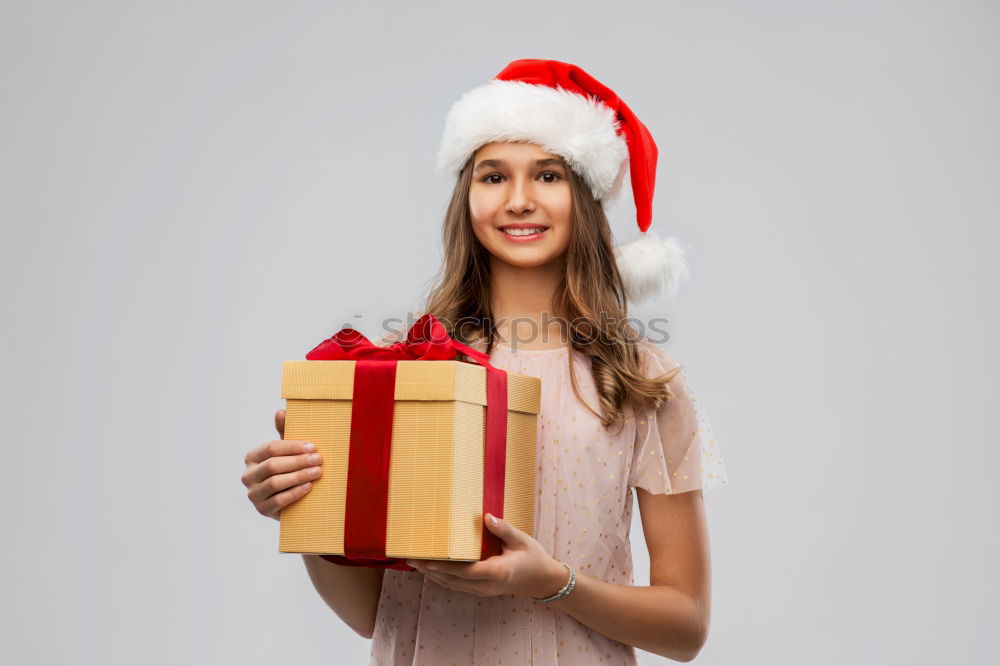 Similar – Image, Stock Photo little girl holding small gift and smile