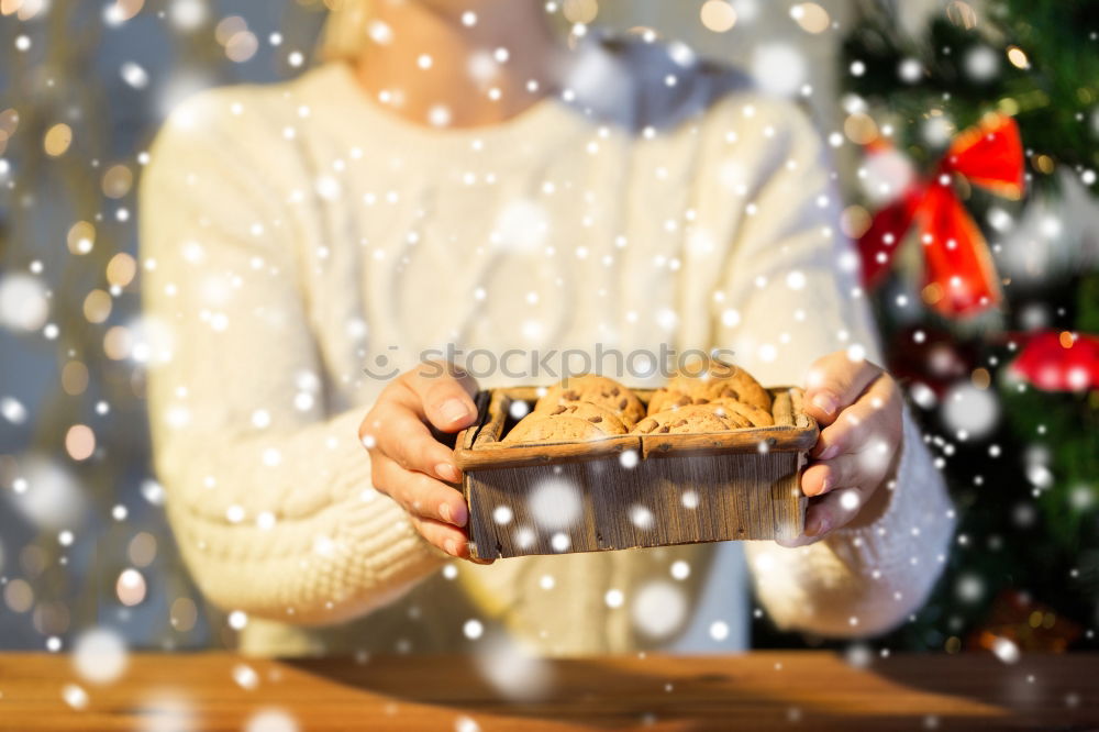 Similar – Image, Stock Photo Child looking down at present under Christmas tree