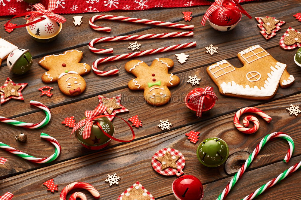 Similar – Image, Stock Photo Christmas cookies with festive decoration. Christmas concept.