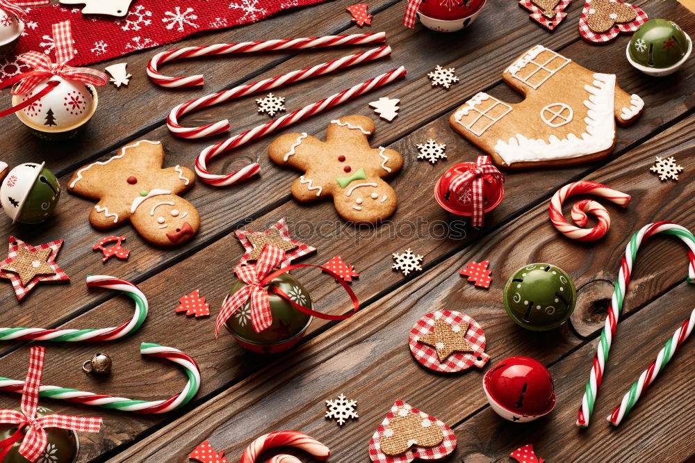 Similar – Image, Stock Photo Christmas cookies with festive decoration. Christmas concept.