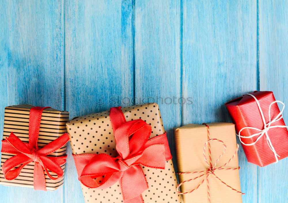 Image, Stock Photo Red wrapped gift boxes