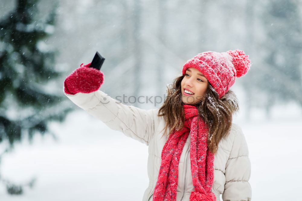 Similar – Image, Stock Photo Winter portrait of happy child girl playing