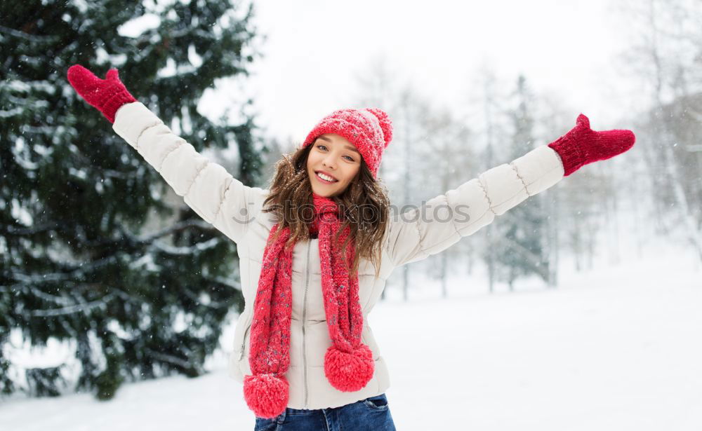 Similar – Image, Stock Photo Winter portrait of happy child girl playing