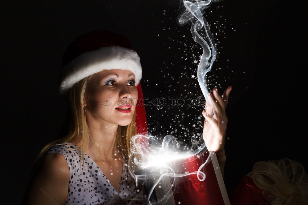 Similar – Portrait of a female shop mannequin with a Christmas Santa hat on her head.