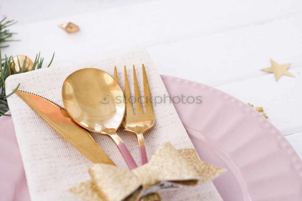 Similar – Image, Stock Photo Silver and golden Christmas Table Setting