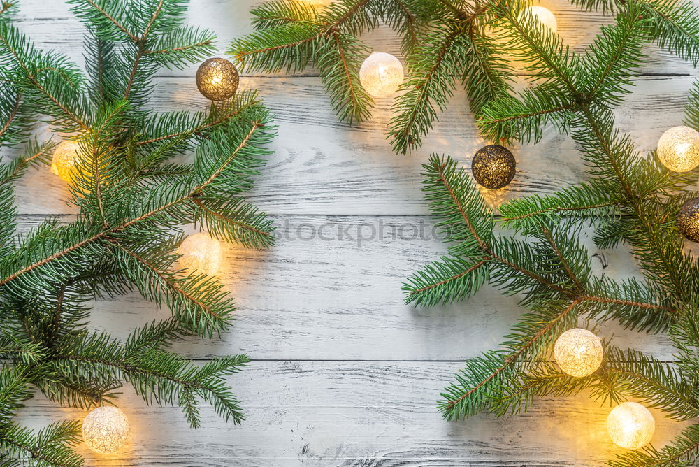 Similar – Image, Stock Photo Christmas decoration with lights and pine twigs