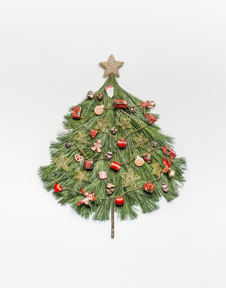 Similar – Christmas tree from cedar branches with gold star