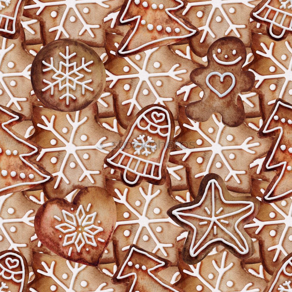 Similar – Image, Stock Photo Christmas cookies decorated with frosting on wooden board