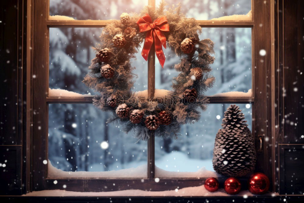 Similar – Image, Stock Photo Christmas decoration on a rustic wooden table.