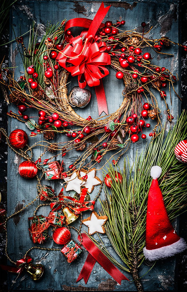 Similar – Image, Stock Photo Christmas decoration on a rustic wooden table.