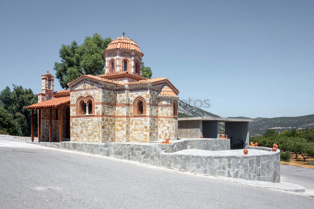 Similar – Image, Stock Photo Typical white and blue Greek church.