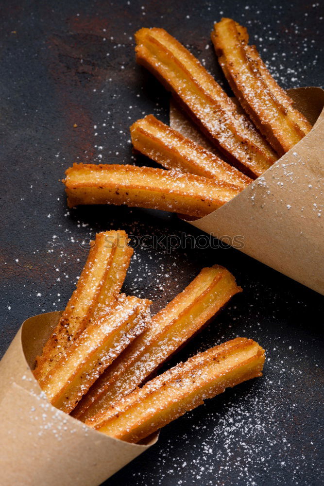 Image, Stock Photo Basket with Madeleine cookies on table