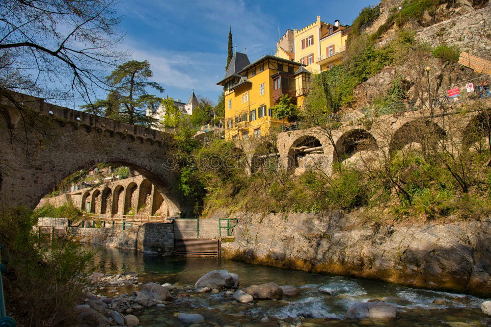 Similar – Image, Stock Photo stone bridge of an ancient village under cloudy sky