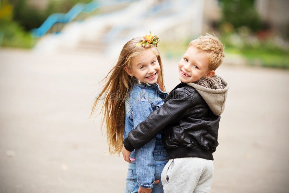 Similar – Image, Stock Photo 2 Girl Boy (child)