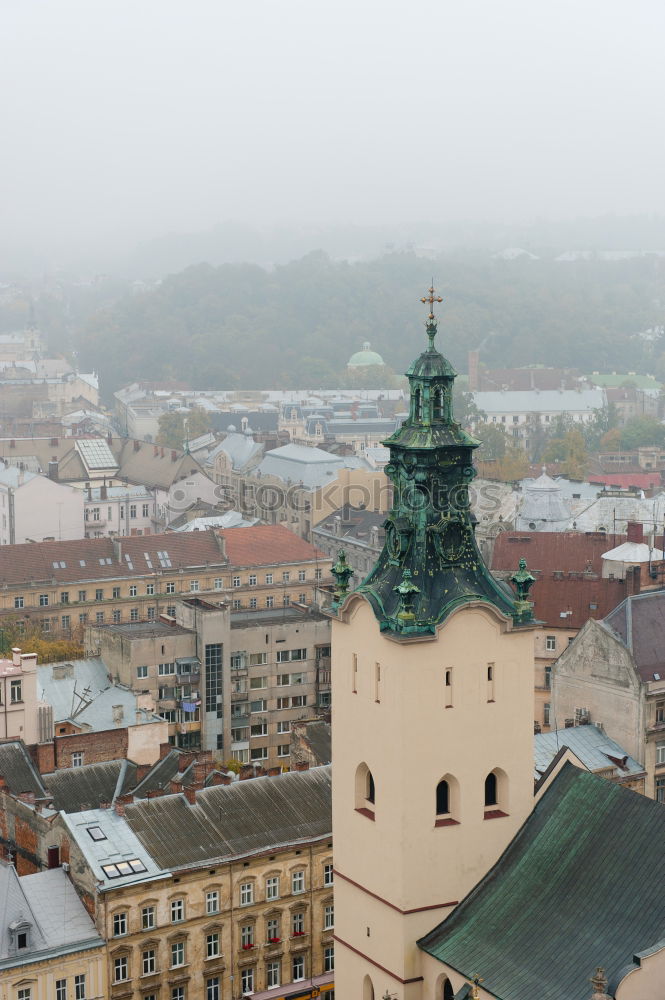 Similar – Image, Stock Photo peek over the city Sky