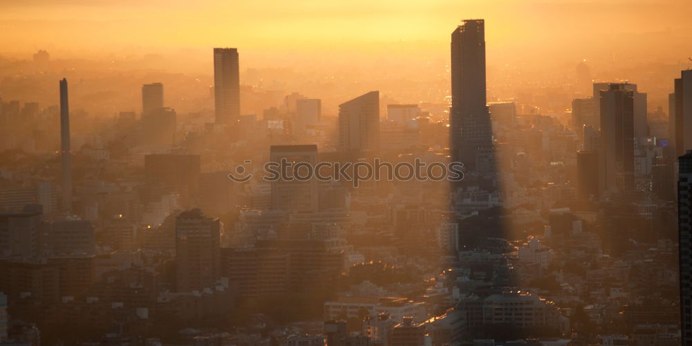 Similar – Image, Stock Photo Frankfurt skyline with sunset, surreal mirrored