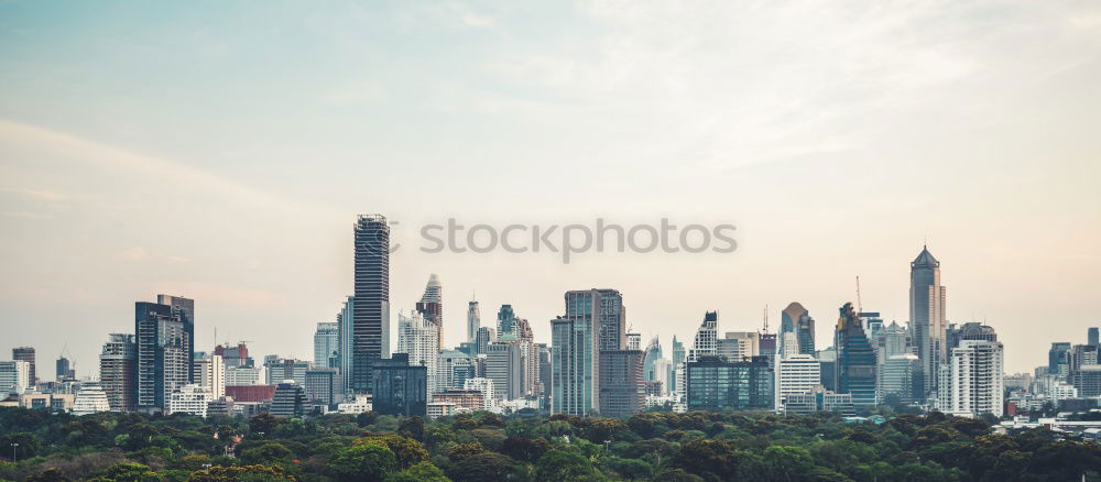 Similar – Image, Stock Photo Bangkok skyline at sunset panorama